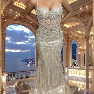 Elegant Cream Evening Gown
